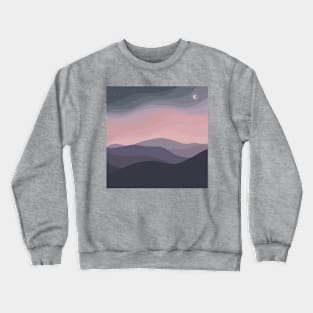 Blush and Grey Minimal Hilly Night Landscape Digital Illustration Crewneck Sweatshirt